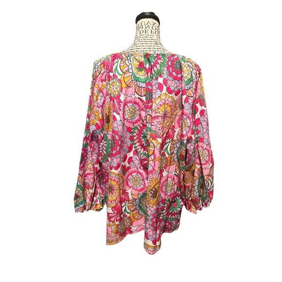 SHEIN Women's Floral Print Long Sleeve Crop Shirt Multicolor Plus Size 4X Fairy - Picture 4 of 8